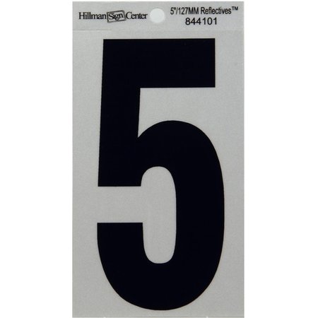 HILLMAN 5 in. Black & Silver Reflective Mylar Square Cut Self Adhesive Number 5 844101